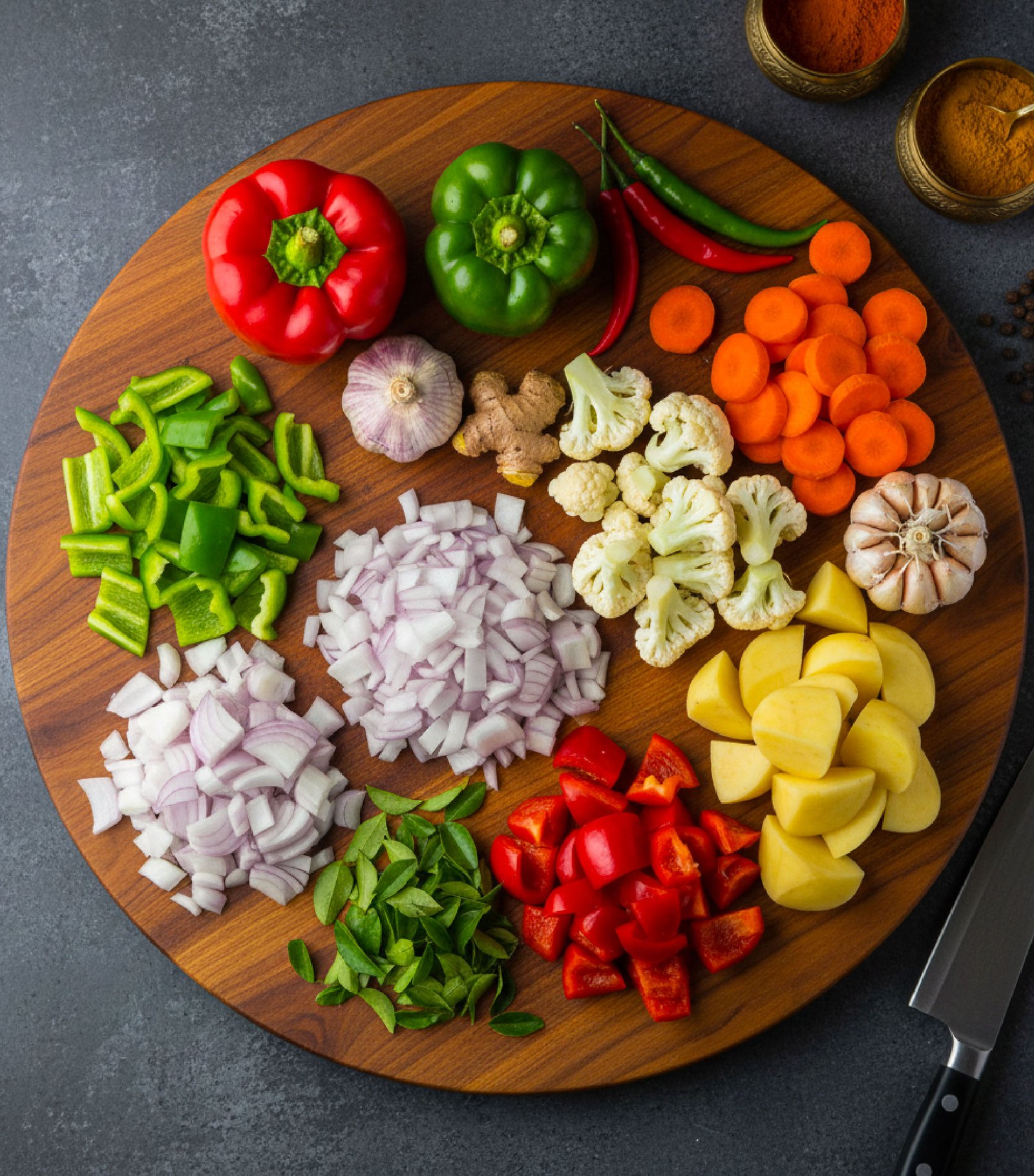 Cleaned Cut Vegetables For Chicken Curry